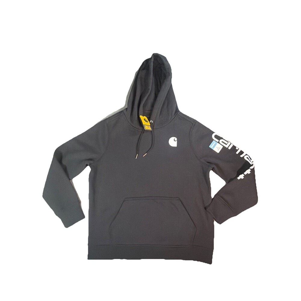Carhartt Womens Relaxed Fit Midweight Logo Sleeve Graphic Hoddie Black/Large NWT